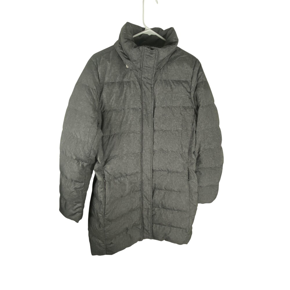 Lands' End Coat Youth Medium 10-12 Gray Long Down Puffer Winter Jacket Warm